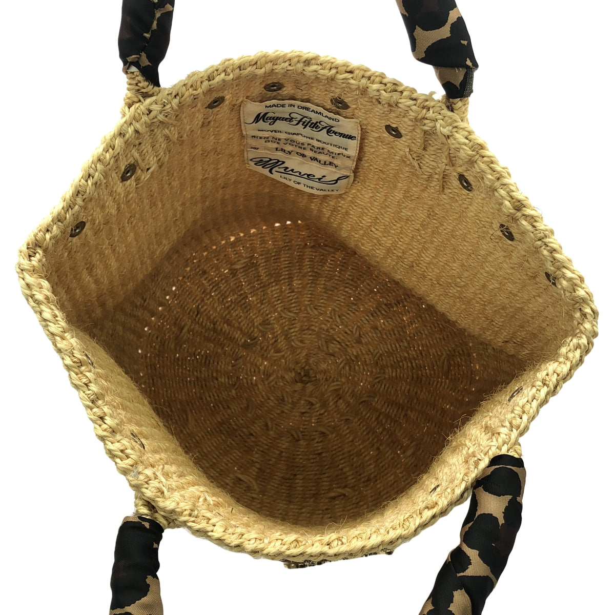 [Good Condition] MUVEIL | Studded Bucket Basket Hand Tote Bag | Beige | Women's