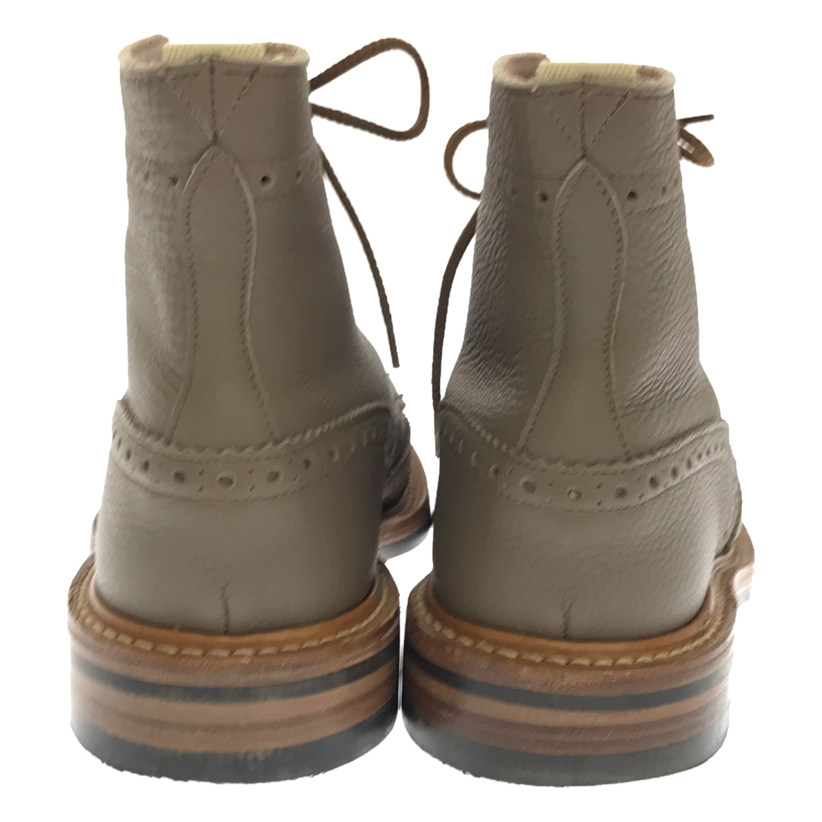 【美品】  Tricker's / トリッカーズ | Taupe Shrunken Grain Blogos Boots / レザー ウィングチップ ブーツ | 7 | グレージュ系