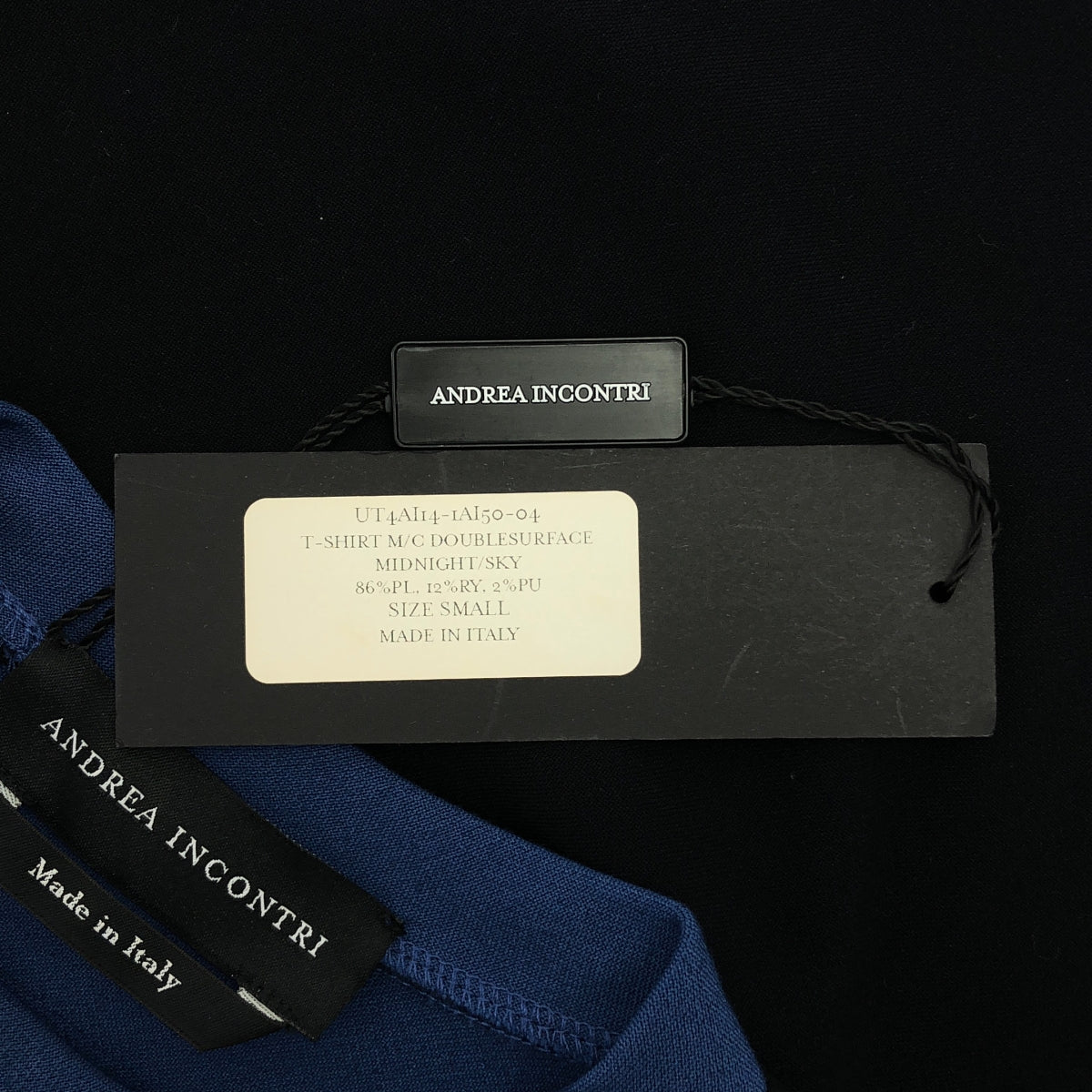 【美品】  None / | ANDREA INCONTRI / アンドレア・インコントリ ジップ ストレッチ Tシャツ カットソー | S | ブラック/ネイビー | メンズ