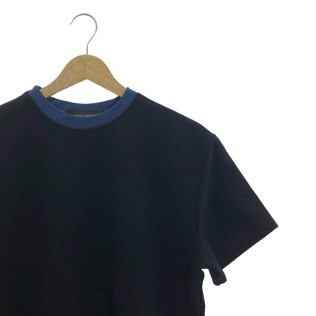 【美品】  None / | ANDREA INCONTRI / アンドレア・インコントリ ジップ ストレッチ Tシャツ カットソー | S | ブラック/ネイビー | メンズ
