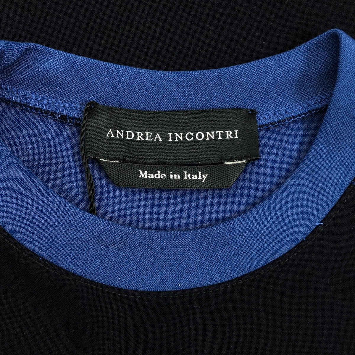 【美品】  None / | ANDREA INCONTRI / アンドレア・インコントリ ジップ ストレッチ Tシャツ カットソー | S | ブラック/ネイビー | メンズ