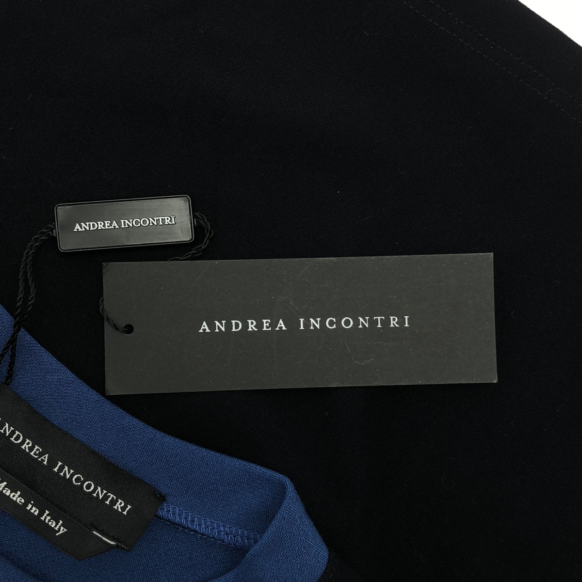 【美品】  None / | ANDREA INCONTRI / アンドレア・インコントリ ジップ ストレッチ Tシャツ カットソー | S | ブラック/ネイビー | メンズ