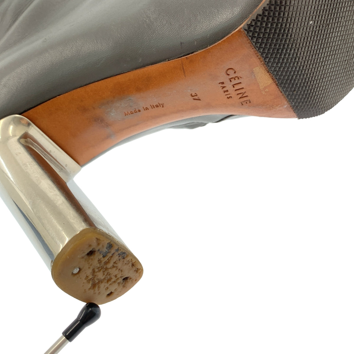 CELINE / 셀린느 | 피비기 가죽 발목 힐 부츠 | 37 | 그레이 | 여성