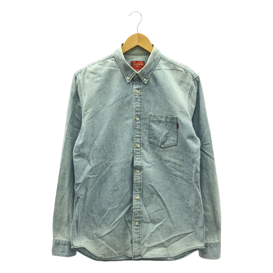 SUPREME / 슈프림 | 2014AW | Herringbone Denim Shirt 헤링본 데님 셔츠 | M | 인디고 | 남성