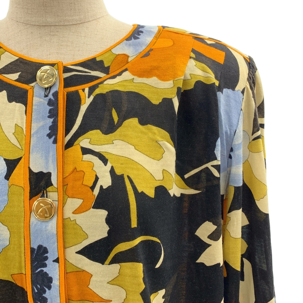 LEONARD / 레오나르 | 울 실크 총 무늬 골드 버튼 가디건 | L |