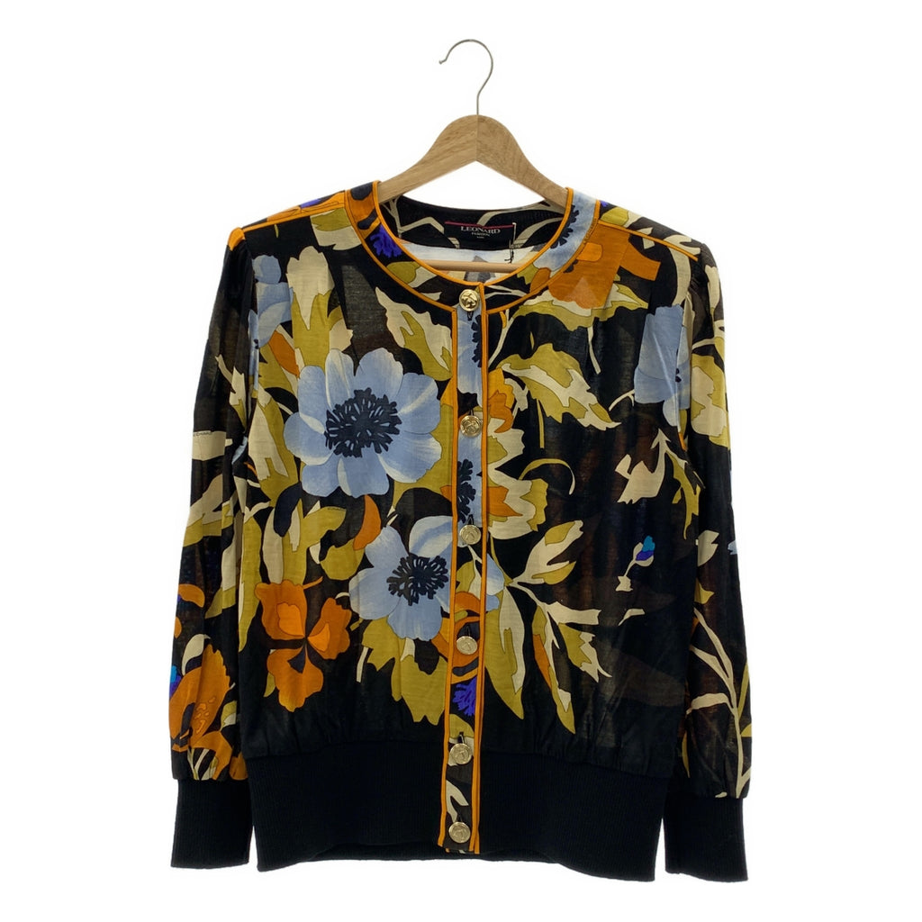 LEONARD / 레오나르 | 울 실크 총 무늬 골드 버튼 가디건 | L |