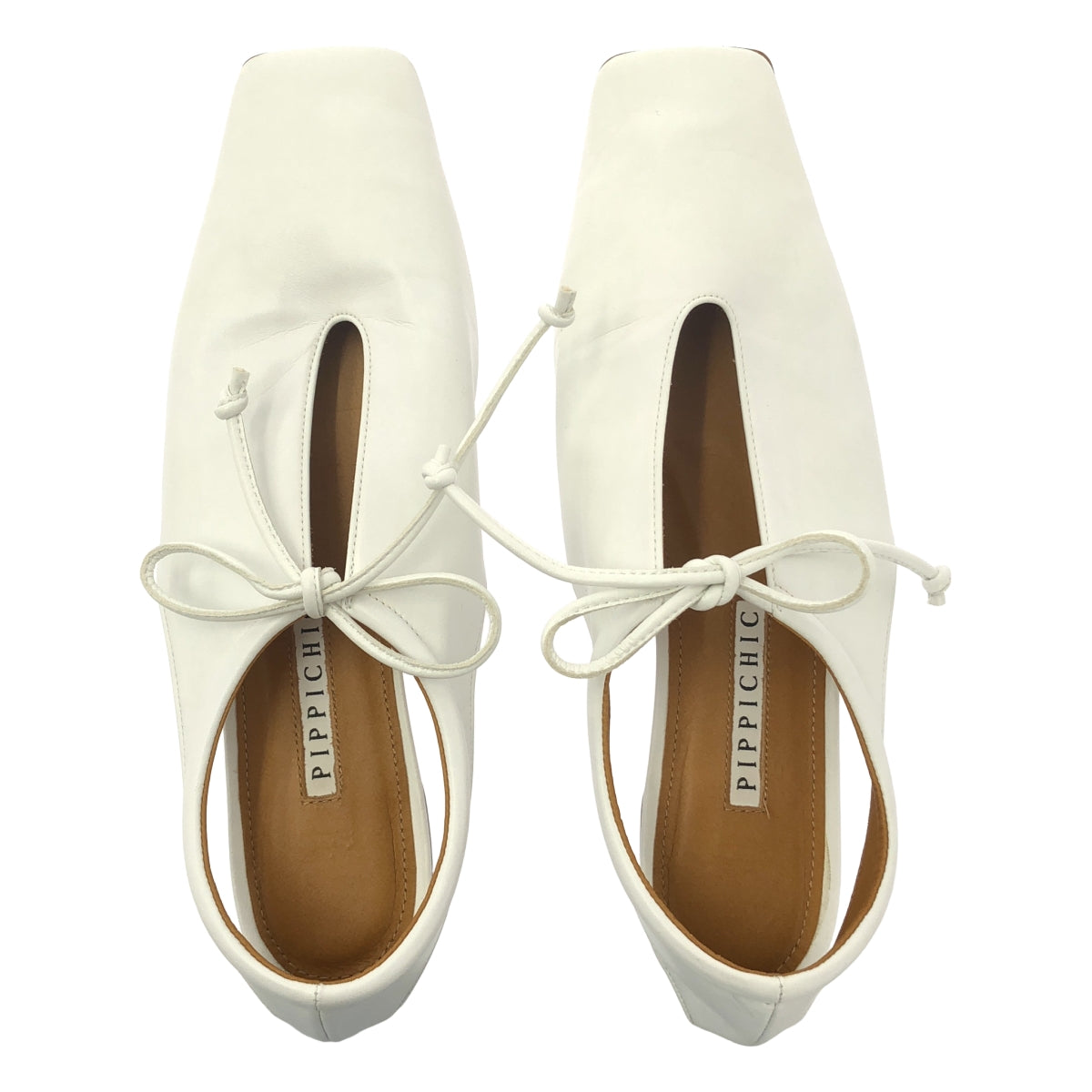 PIPPICHIC ホワイト フラットシューズ PIPPICHIC ホワイト メッシュ フラットシューズ