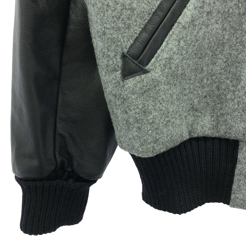 【美品】  SKOOKUM / スクーカム | AWARD JACKET ラグラン アームレザー スタジャン | 38 | グレー / ブラック | メンズ