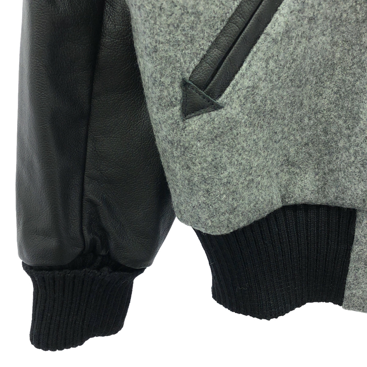 【美品】  SKOOKUM / スクーカム | AWARD JACKET ラグラン アームレザー スタジャン | 38 | グレー / ブラック | メンズ