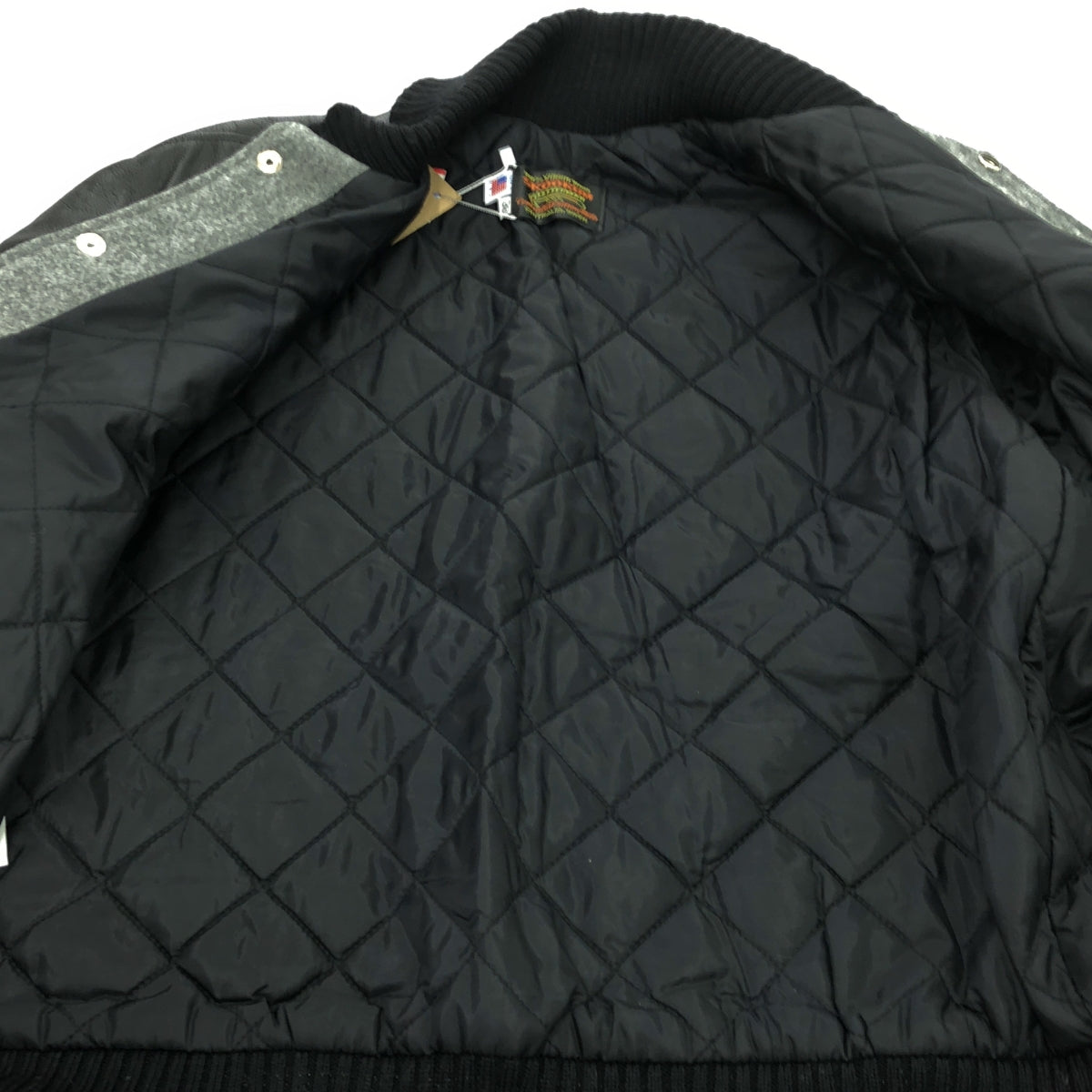 [狀況良好] SKOOKUM |獲獎夾克 插肩袖皮革體育場夾克 |尺寸 38 |灰色/黑色 |男士