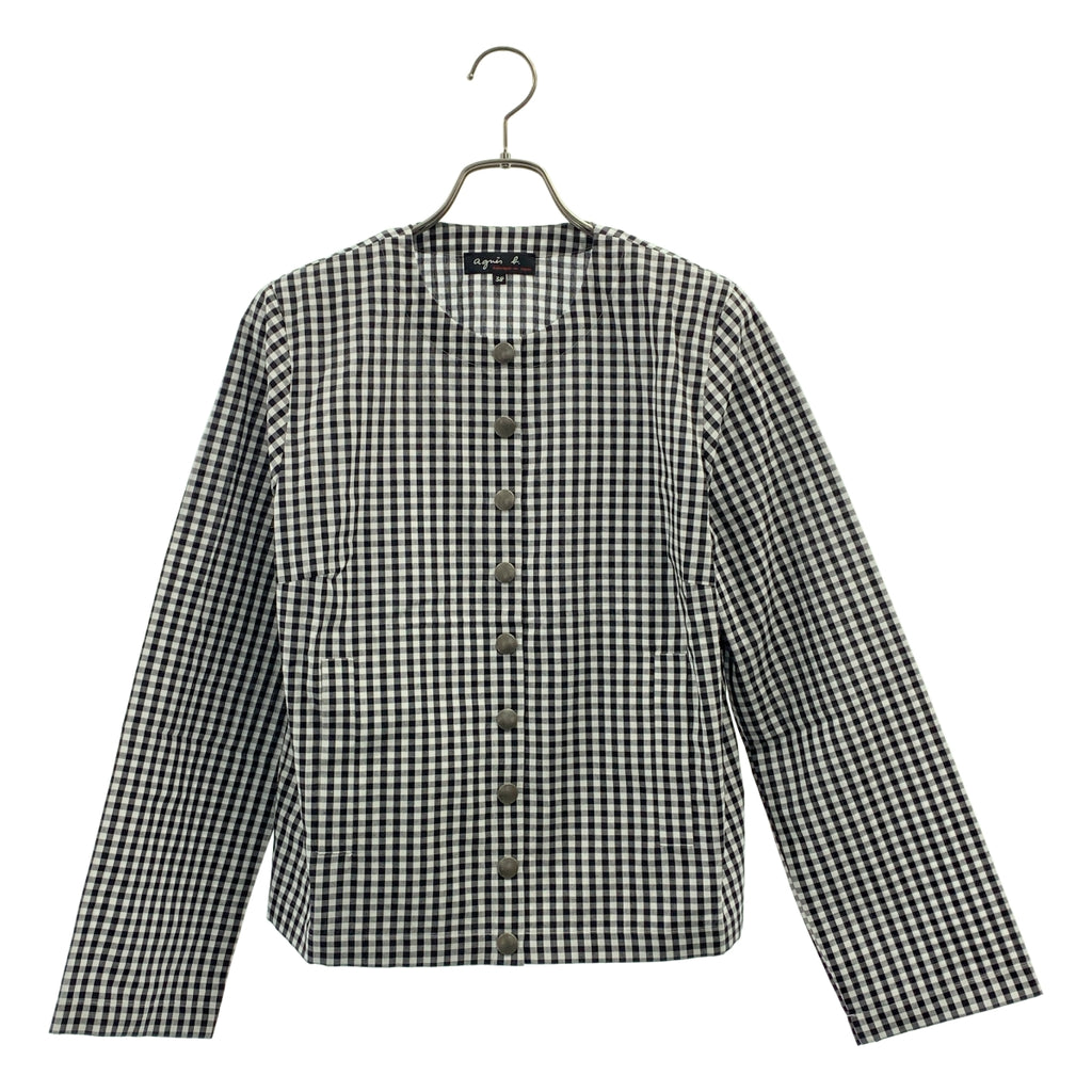 Agnes b. / 아니에스베이 | 깅엄 체크 코튼 긴팔 셔츠 가디건 | 38 | 여성