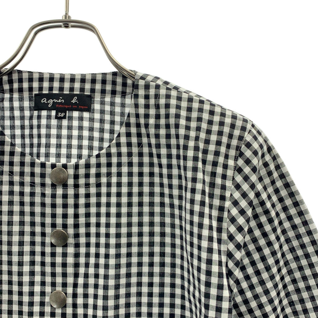 Agnes b. / 아니에스베이 | 깅엄 체크 코튼 긴팔 셔츠 가디건 | 38 | 여성