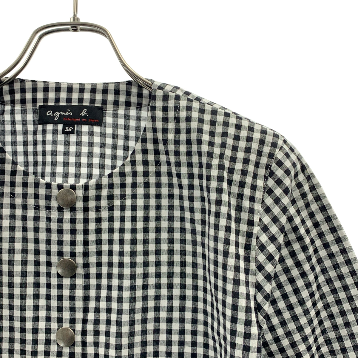 Agnes b. / 아니에스베이 | 깅엄 체크 코튼 긴팔 셔츠 가디건 | 38 | 여성