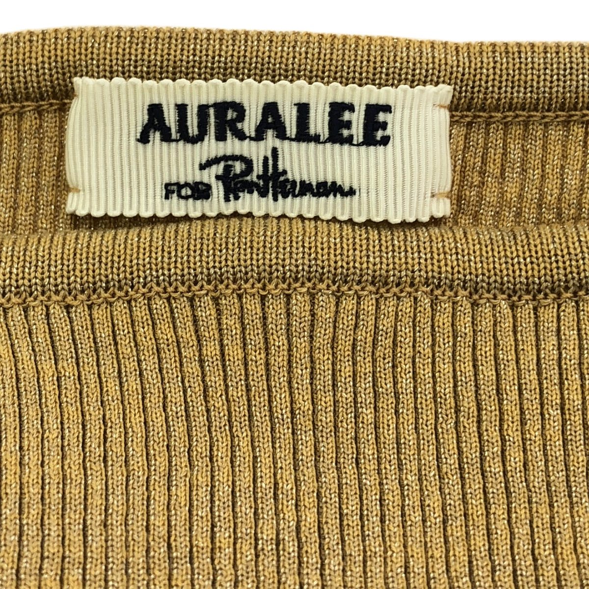 【美品】  AURALEE / オーラリー | 2023AW | × Ron Herman / RIB BOAT NECK L/S TEE カットソー | 0 | ベージュ | レディース