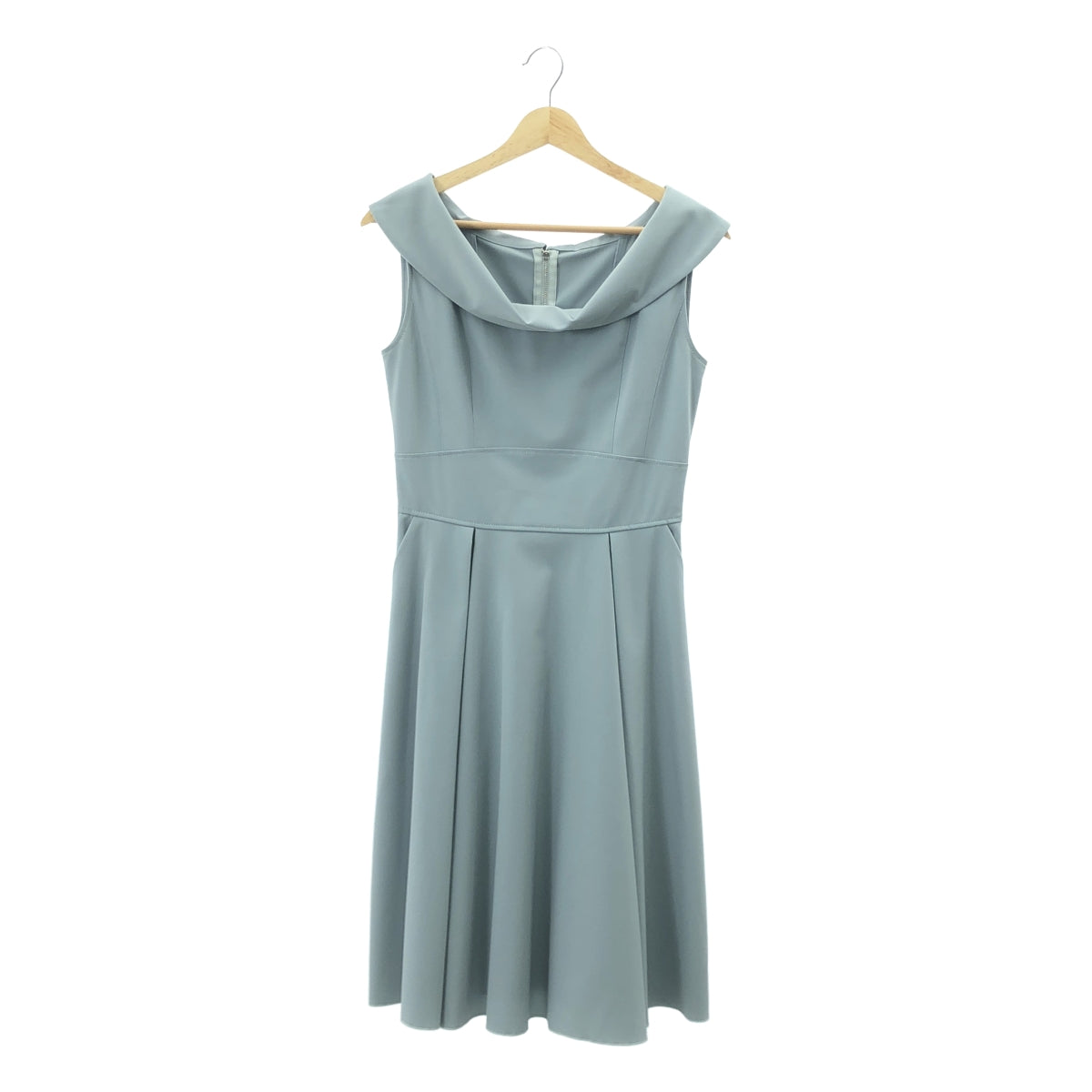 【美品】  FOXEY NEW YORK / フォクシーニューヨーク | ロールカラー ノースリーブ ストレッチ ワンピース | 40 | ライトブルー | レディース