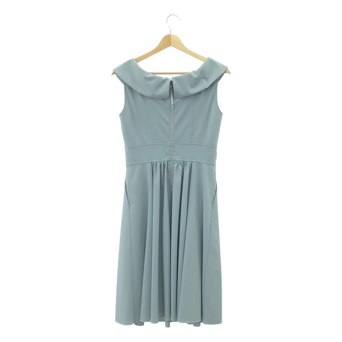 【美品】  FOXEY NEW YORK / フォクシーニューヨーク | ロールカラー ノースリーブ ストレッチ ワンピース | 40 | ライトブルー | レディース