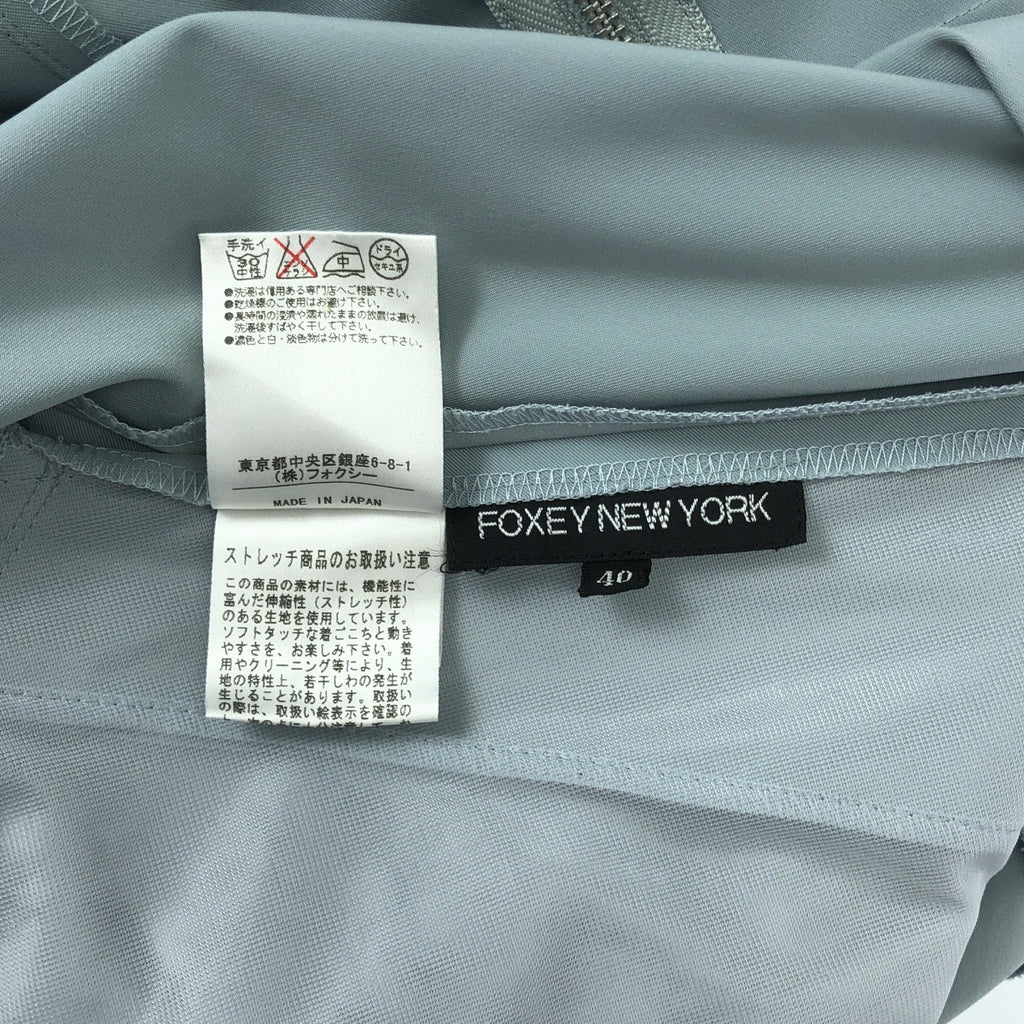 【미품】 FOXEY NEW YORK / 폭시 뉴욕 | 롤 컬러 민소매 스트레치 원피스 | 40 | 라이트 블루 | 여성