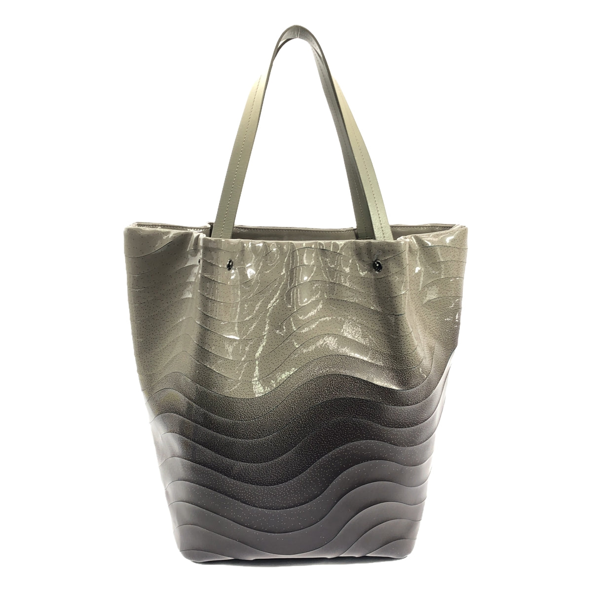 [Good Condition] PLEATS PLEASE ISSEY MIYAKE | Leather Handle Wave Tote Bag | Gray | Women's