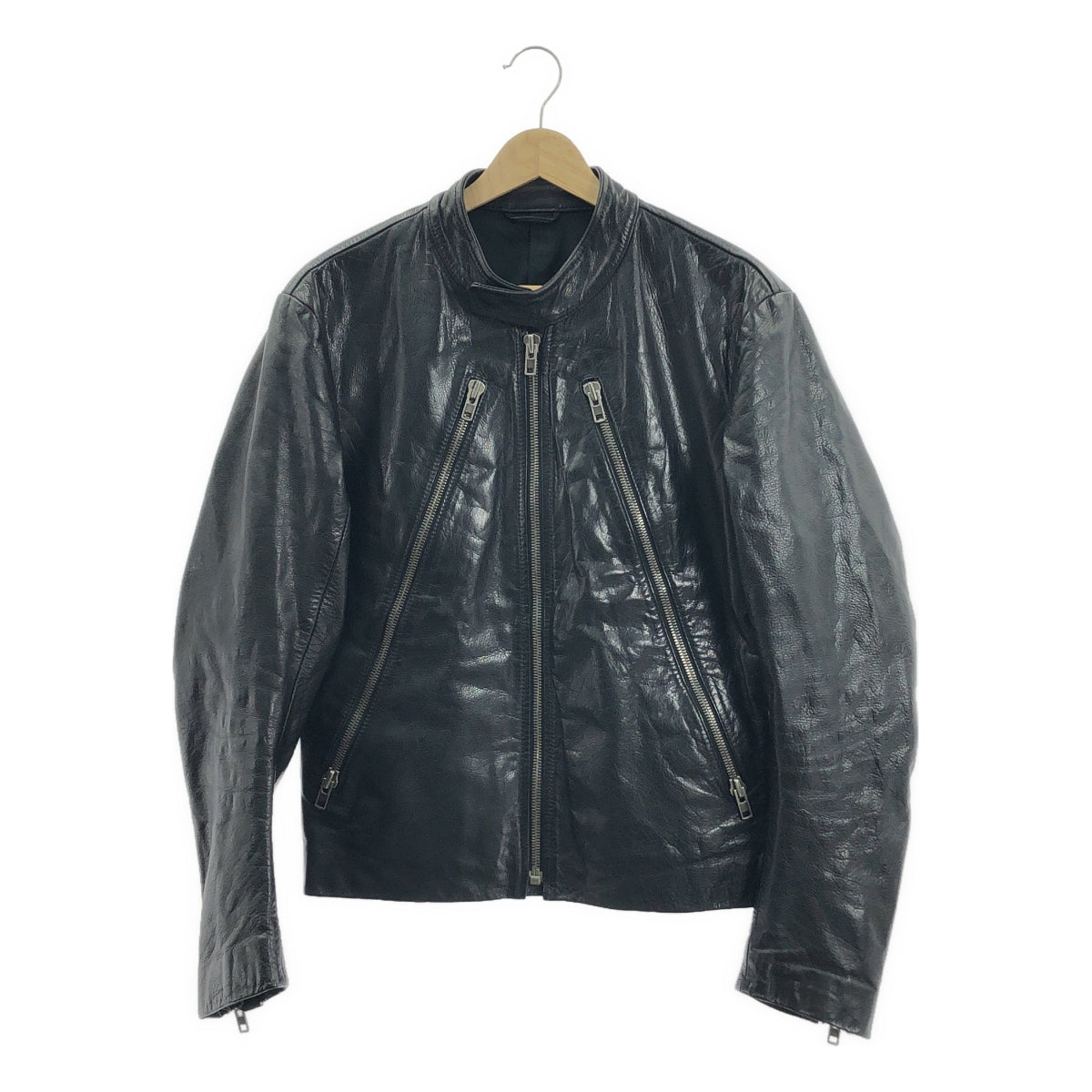 [狀況極佳] 馬丁 Margiela | 2008 秋冬 | 五拉鍊皮革騎士外套 | 尺寸 44 | 黑色 | 男款