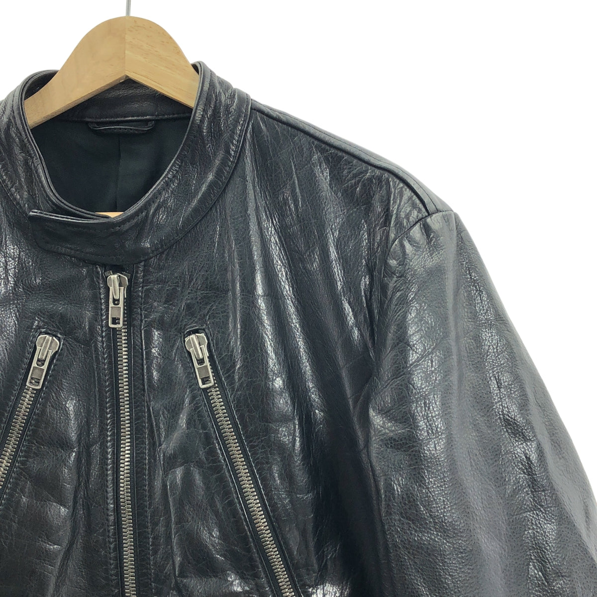 [狀況極佳] 馬丁 Margiela | 2008 秋冬 | 五拉鍊皮革騎士外套 | 尺寸 44 | 黑色 | 男款