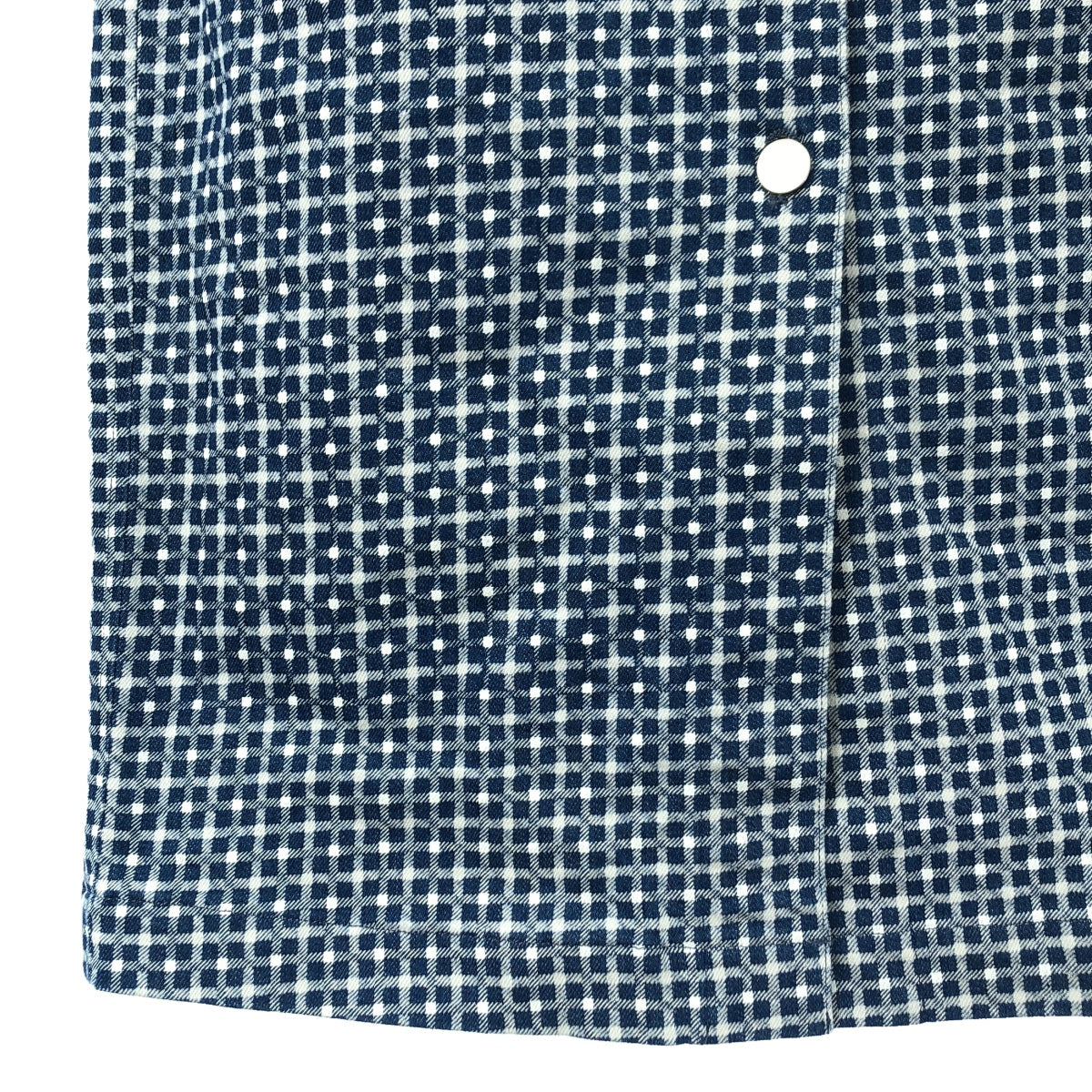 Ron Herman | Gingham Check Slit Denim Tight Skirt | S | Blue | Women's