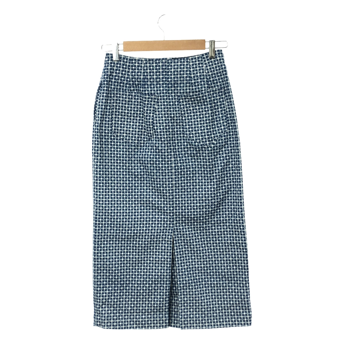 Ron Herman | Gingham Check Slit Denim Tight Skirt | S | Blue | Women's