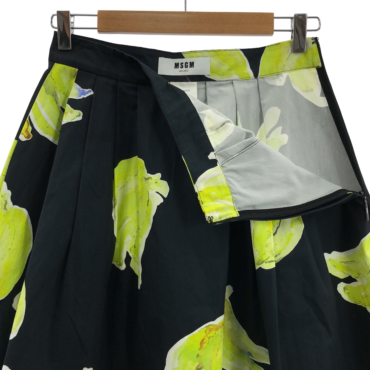 MSGM / 엠에스지엠 | 코튼 총무늬 바나나 사이드 Zip 스커트 | 42 |