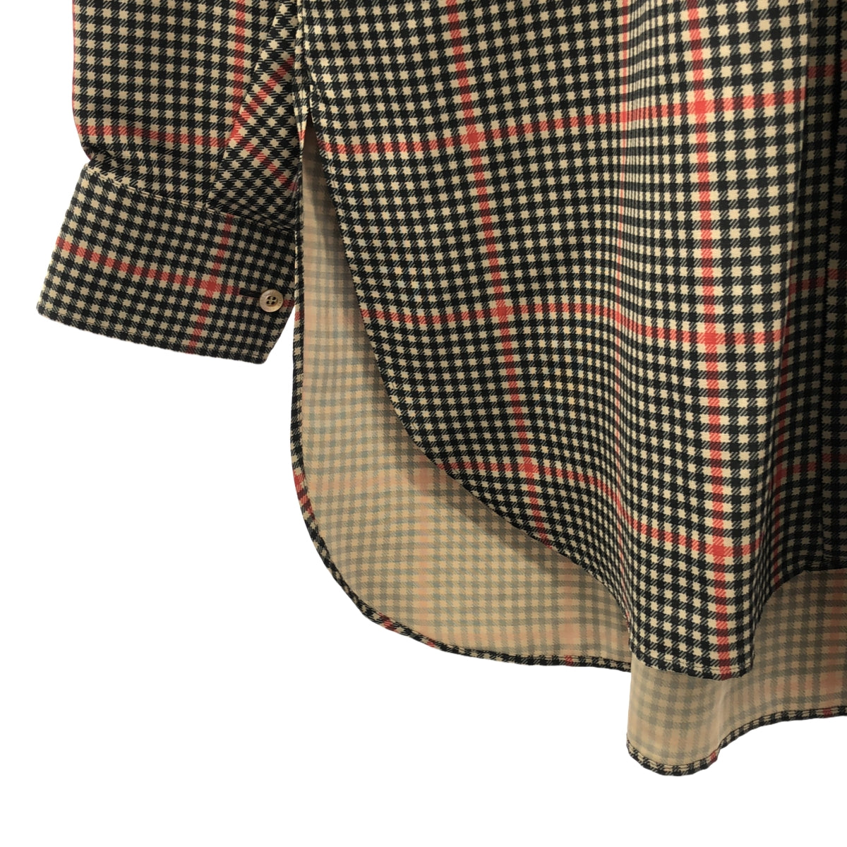 [狀況良好] HYKE | 2021AW | 格紋褶皺襯衫 | 1 | 米色 x 黑色 | 女款