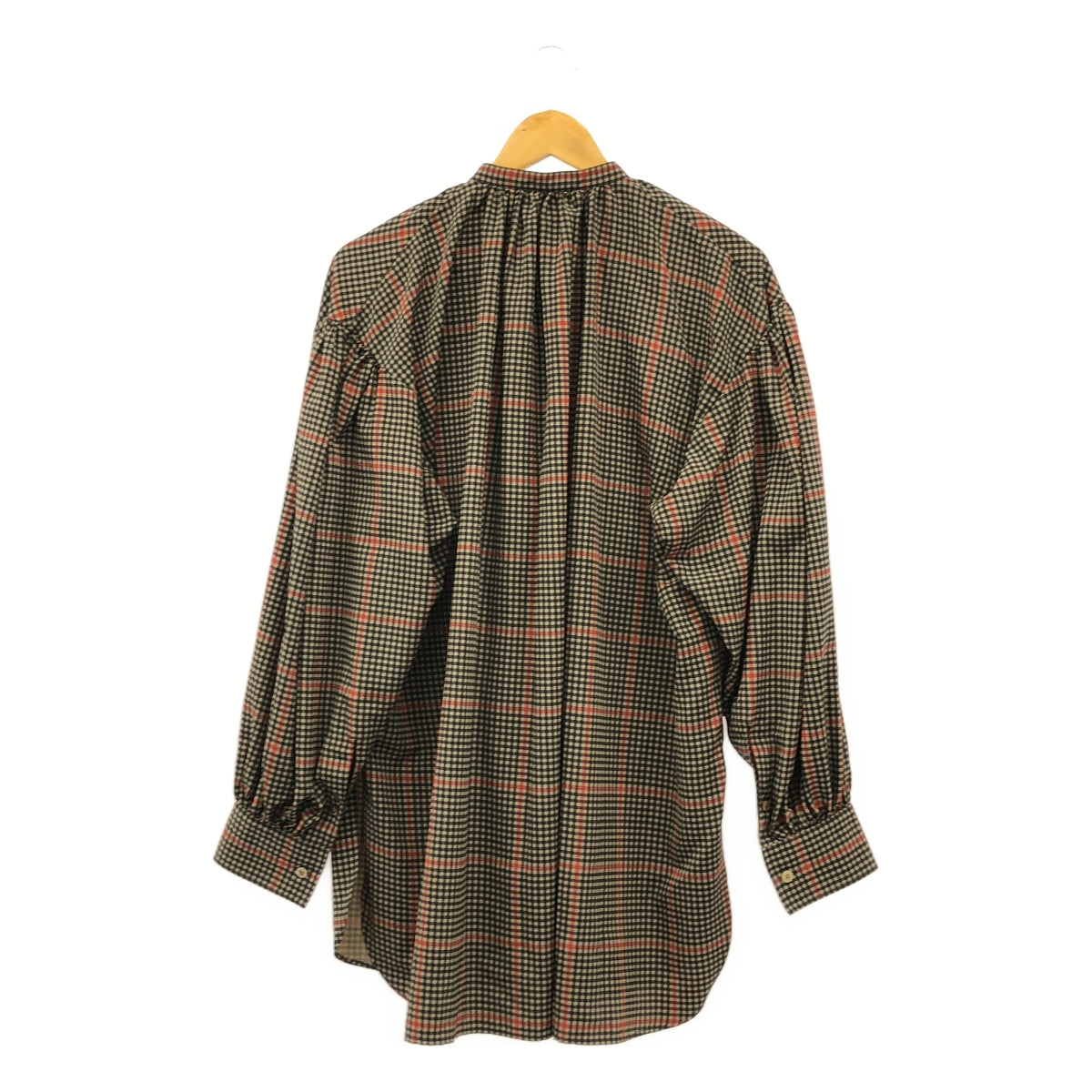 [狀況良好] HYKE | 2021AW | 格紋褶皺襯衫 | 1 | 米色 x 黑色 | 女款