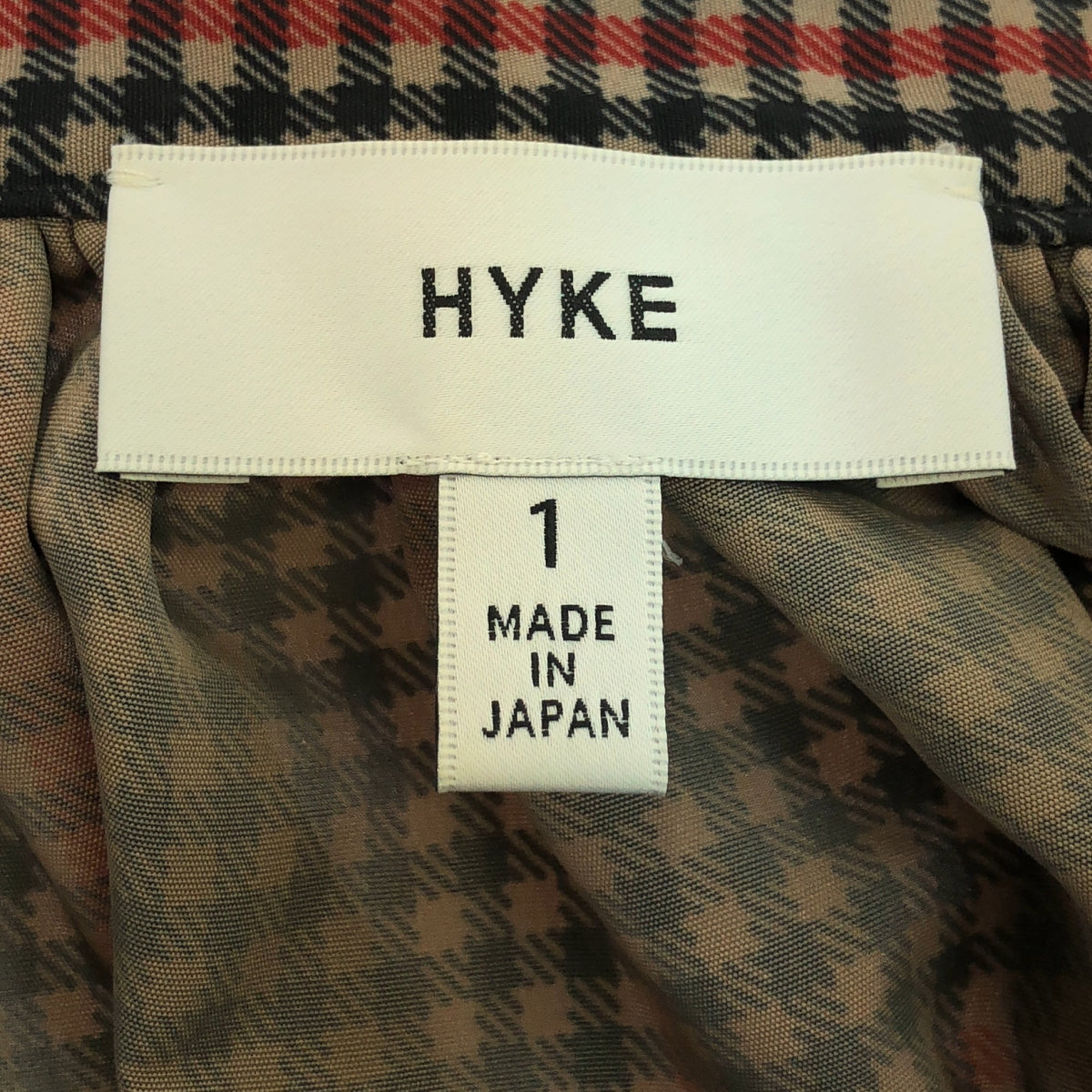 [狀況良好] HYKE | 2021AW | 格紋褶皺襯衫 | 1 | 米色 x 黑色 | 女款