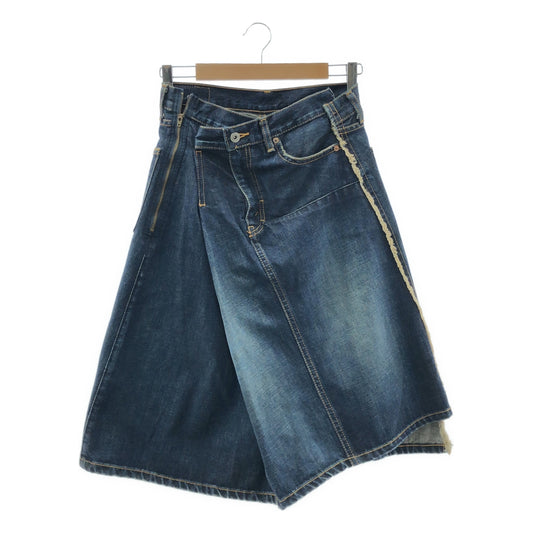 JUNYA WATANABE COMME des GARCONS / ジュンヤワタナベ | AD2007 | 【denim】ダメージ加工 サイドジップ 再構築 デニムスカート | M | レディース