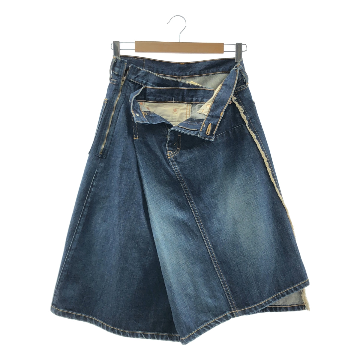 JUNYA WATANABE COMME des GARCONS / ジュンヤワタナベ | AD2007 | 【denim】ダメージ加工 サイドジップ 再構築 デニムスカート | M | レディース