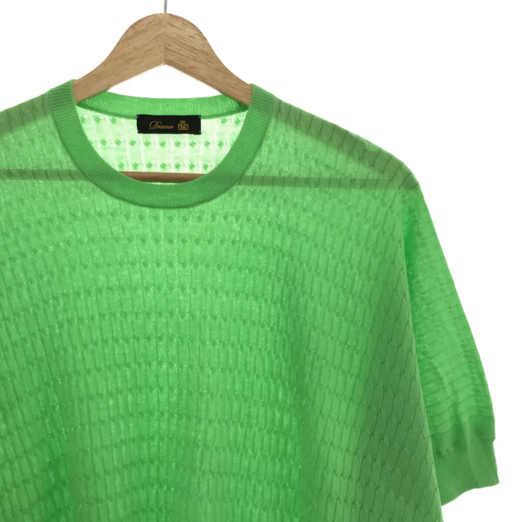 Drawer / ドゥロワー | 2019SS | 18Gケーブル編みショートスリーブニット | F | グリーン | レディース