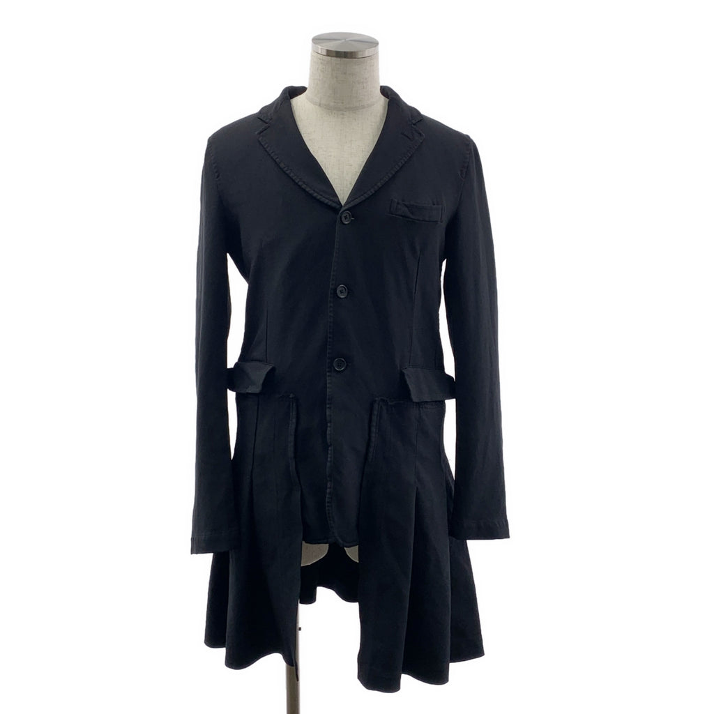 BLACK COMME des GARCONS / 블랙 콤 데 갤슨 | 2015SS | 폴리 에스테르 제품 가공 변형 도킹 싱글 브레스트 롱 재킷 코트 | L | 남성