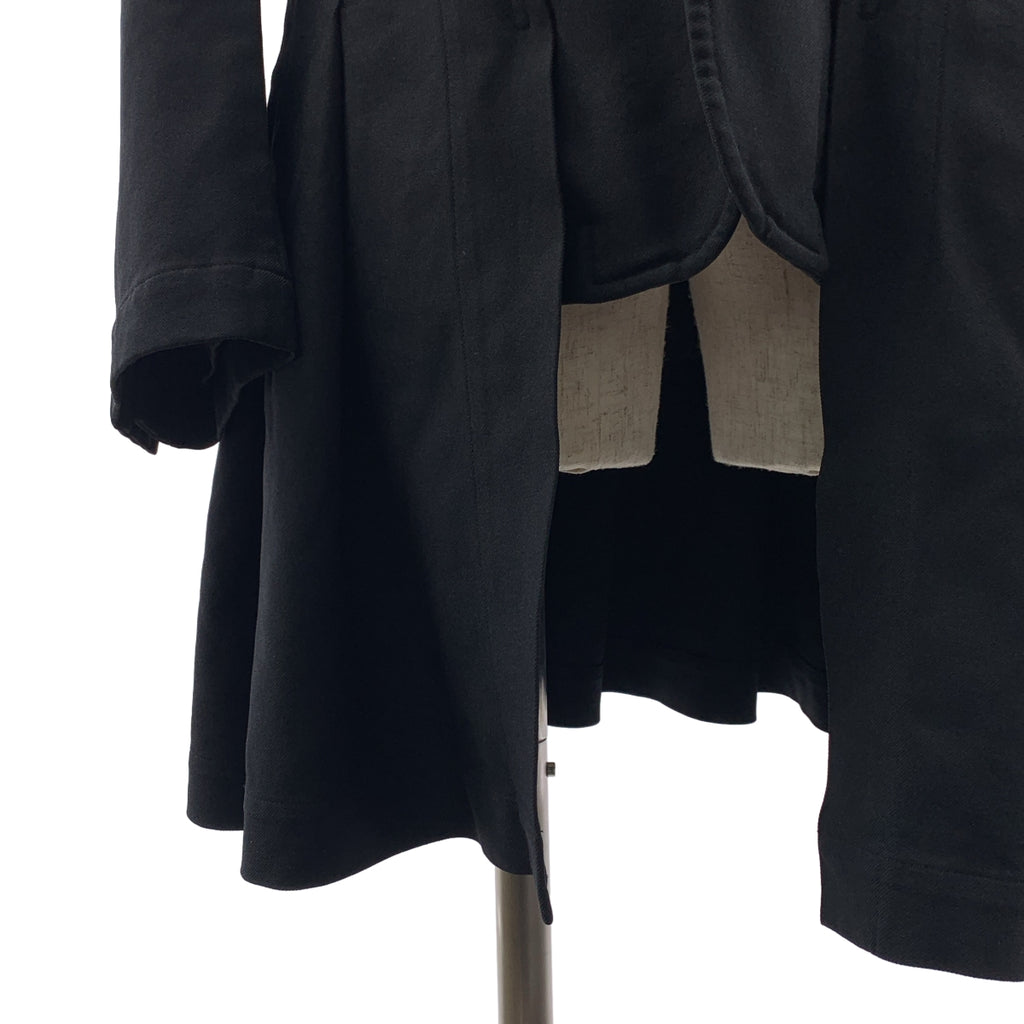 BLACK COMME des GARCONS / 블랙 콤 데 갤슨 | 2015SS | 폴리 에스테르 제품 가공 변형 도킹 싱글 브레스트 롱 재킷 코트 | L | 남성