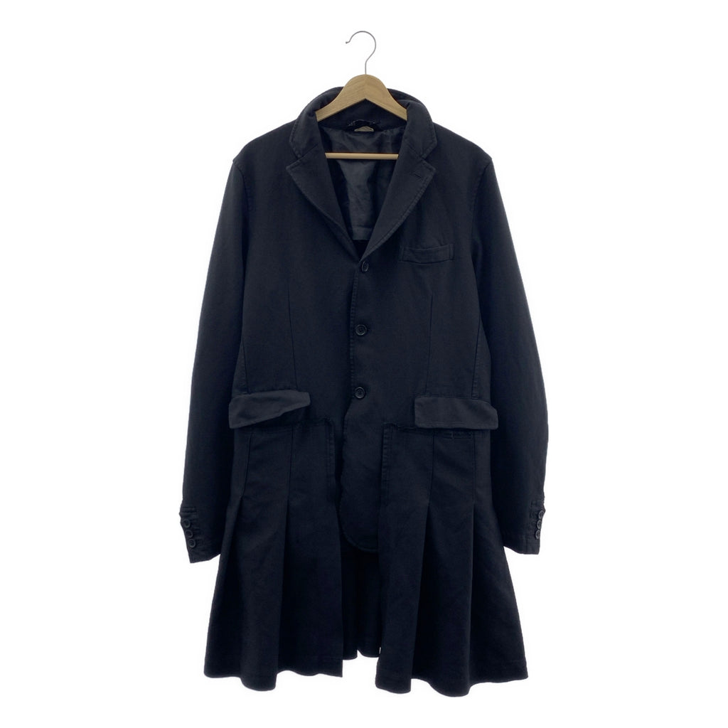 BLACK COMME des GARCONS / 블랙 콤 데 갤슨 | 2015SS | 폴리 에스테르 제품 가공 변형 도킹 싱글 브레스트 롱 재킷 코트 | L | 남성