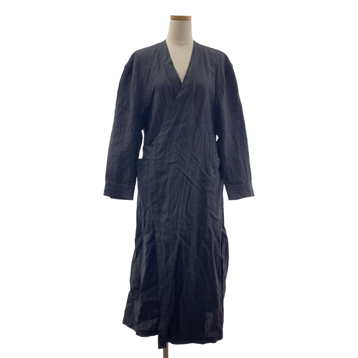 FUMIKA UCHIDA | 亞麻長袍式外套 | 36碼 | 黑色 | 女款