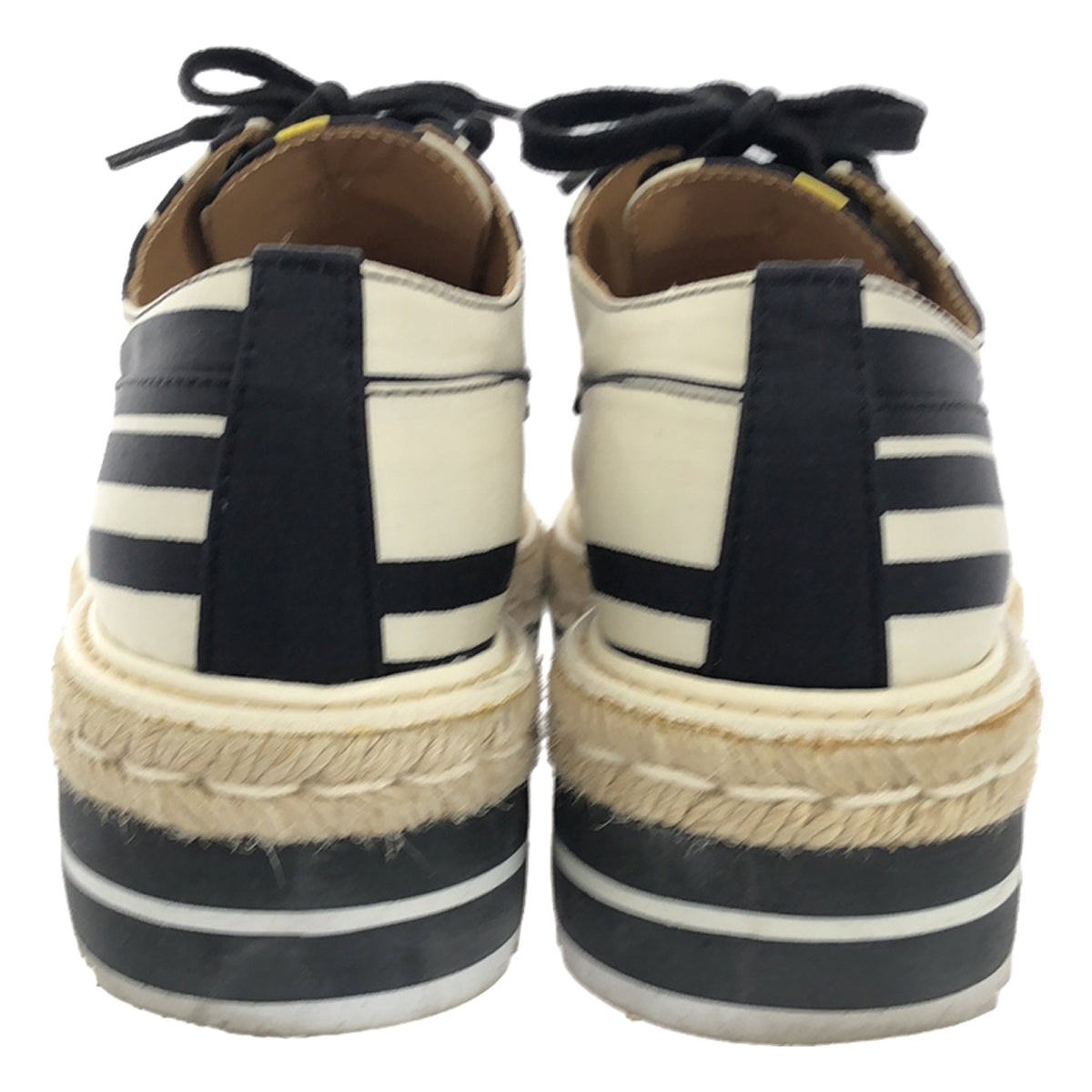 PRADA / 프라다 | 실크 스트라이프 에스파드릴 플랫폼 신발 | 37 | 블랙 계열 | 여성