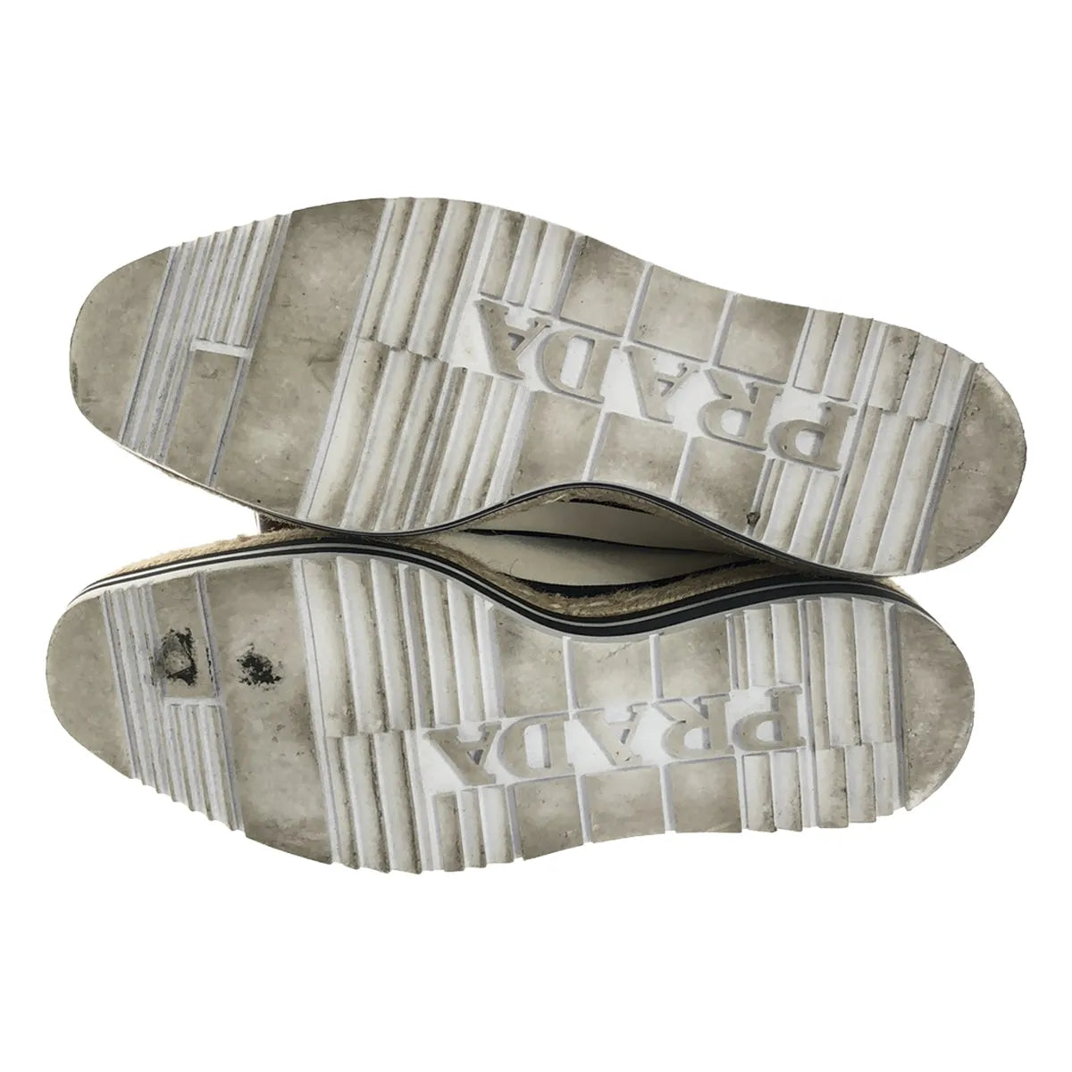 普拉達 |絲綢條紋帆布鞋厚底鞋 |尺寸 37 |黑色 |女性的