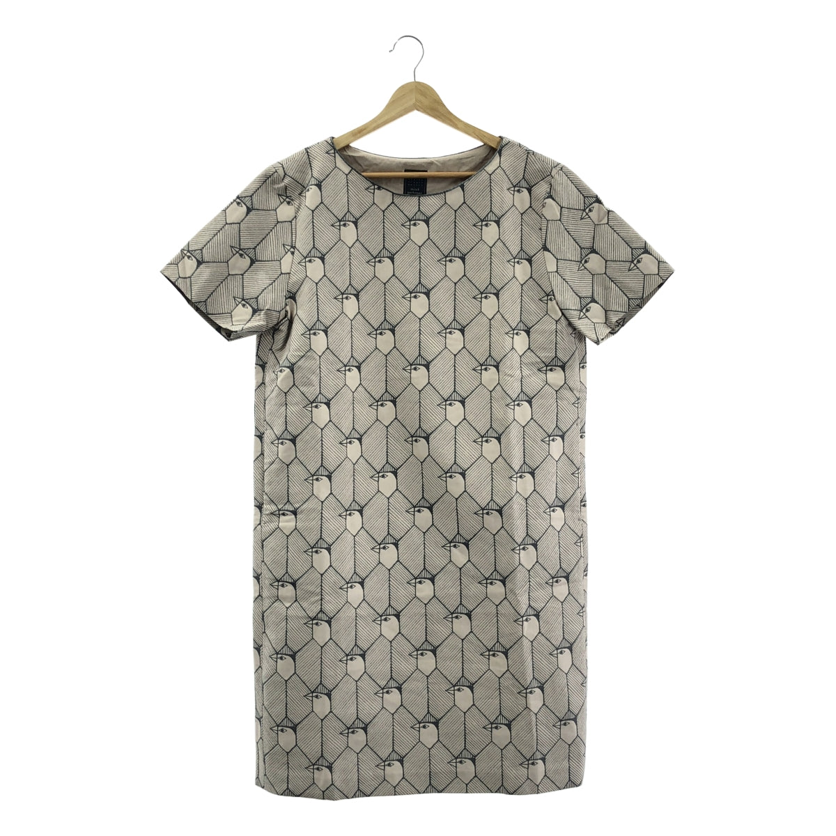 [狀況極佳] mina perhonen | new journey 棉質全印花長裙，帶口袋/全襯裡 | 尺寸 38 | 米色 | 女款