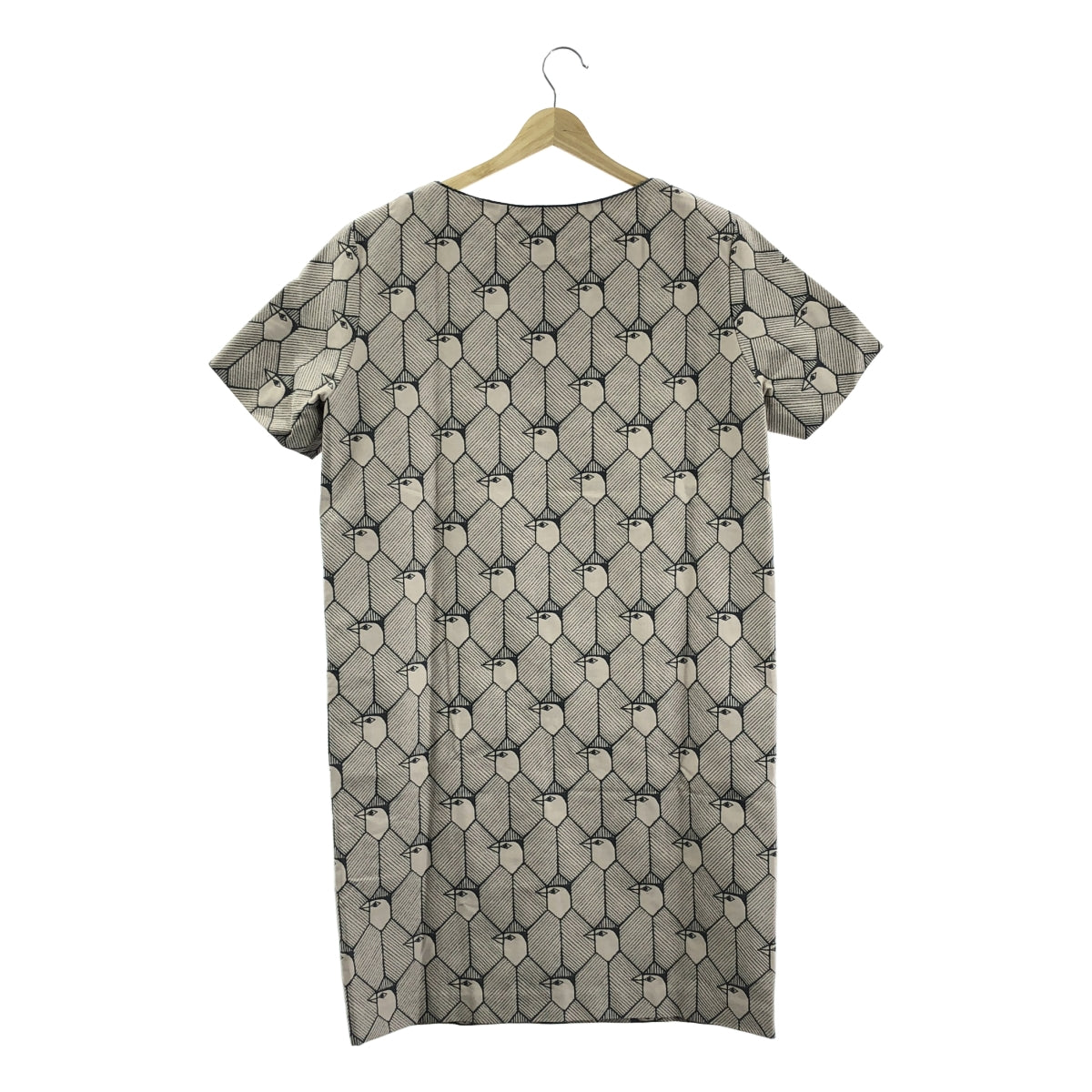 [狀況極佳] mina perhonen | new journey 棉質全印花長裙，帶口袋/全襯裡 | 尺寸 38 | 米色 | 女款