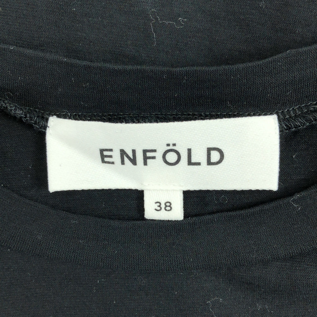ENFOLD / エンフォルド | ハイツイスト 天竺 トライアングル Tシャツ | 38 | ブラック | レディース