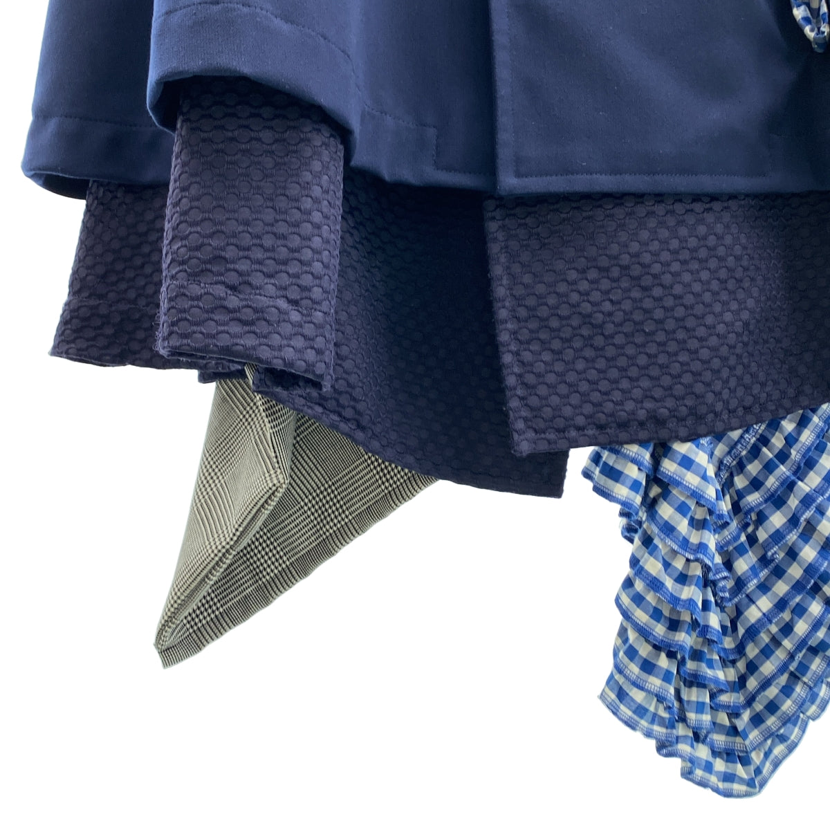 COMME des GARCONS / 컴데 갤슨 | 폴리 에스테르 다른 소재 전환 변형 레이어드 더블 오버 코트 / 총 안감 | M | 여성