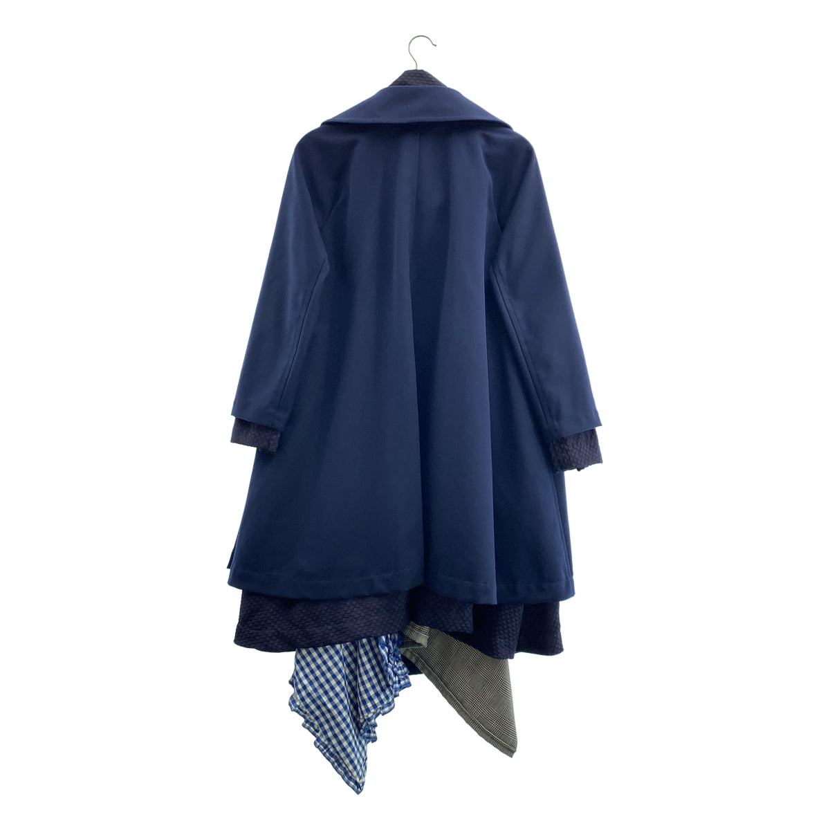 COMME des GARCONS / 컴데 갤슨 | 폴리 에스테르 다른 소재 전환 변형 레이어드 더블 오버 코트 / 총 안감 | M | 여성
