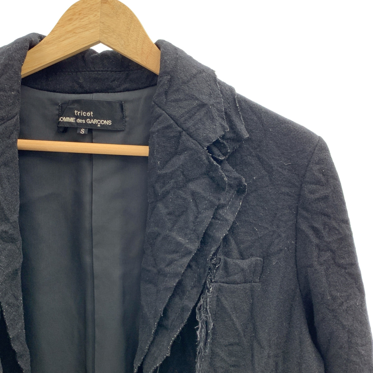 tricot COMME des GARCONS / Tricom De Galson | 2007AW | 주름 가공 울 컷오프 레이어드 재킷 | S |