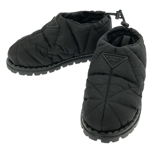 PRADA | Triangle Logo Quilted Short Snow Boots | 36 1/2 | Black | Women's