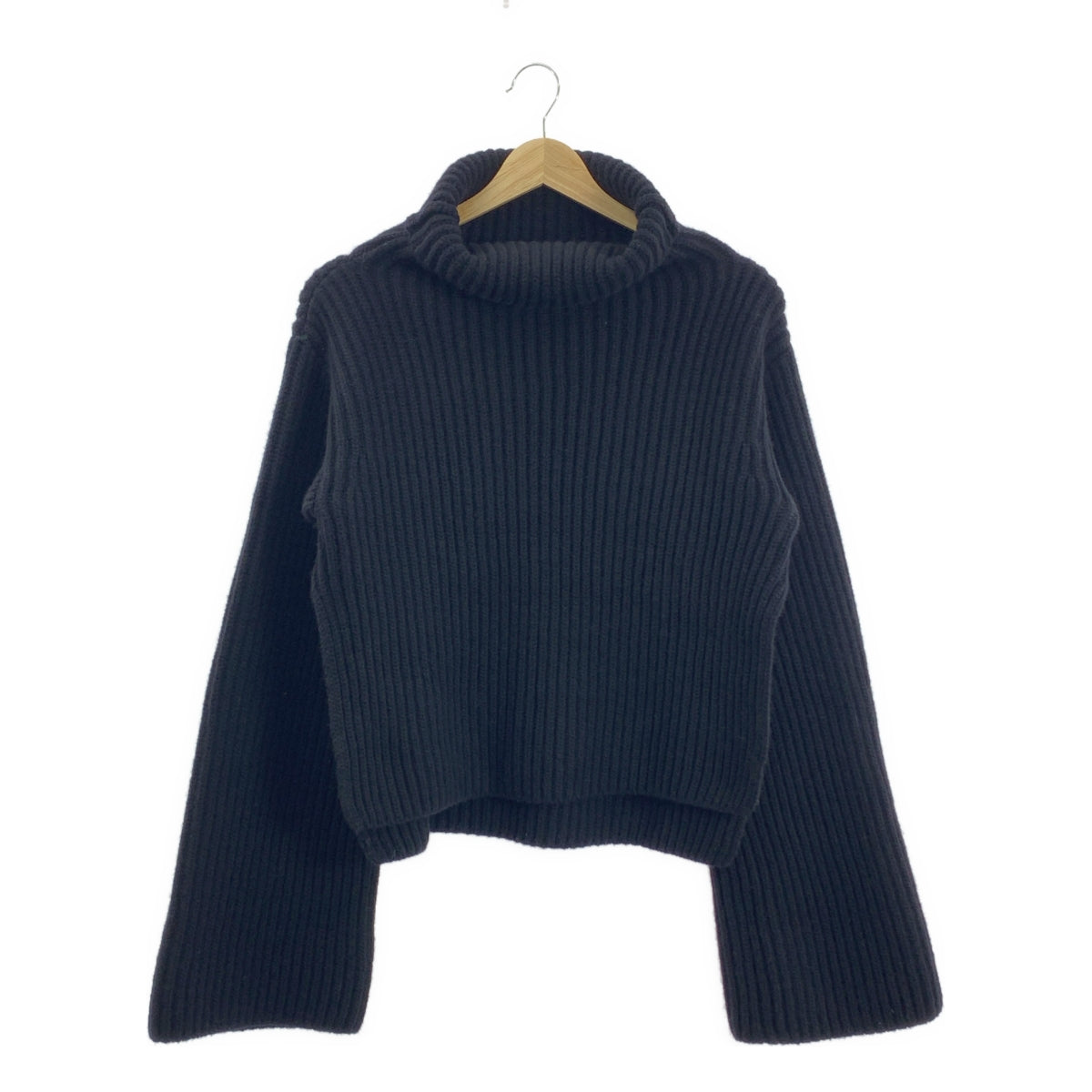 THE SHISHIKUI | 高領針織衫 / 羊絨與羊毛羅紋開衩高領針織衫 | F 碼 | 女款