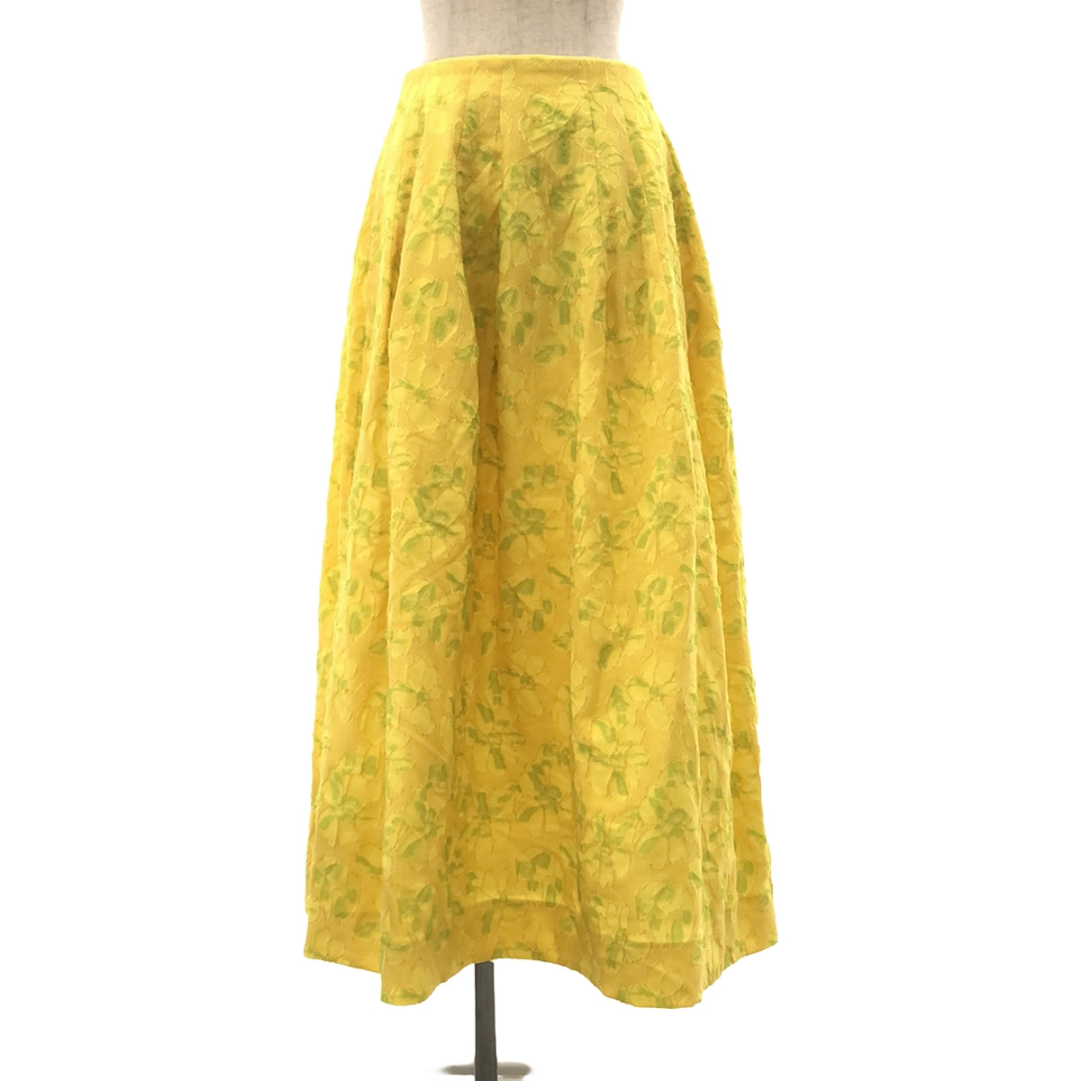 [Beautiful Condition] Drawer | SPRING Flower Jacquard Dart Flare Skirt / Fully Lined | Size 36 | Yellow | Women's