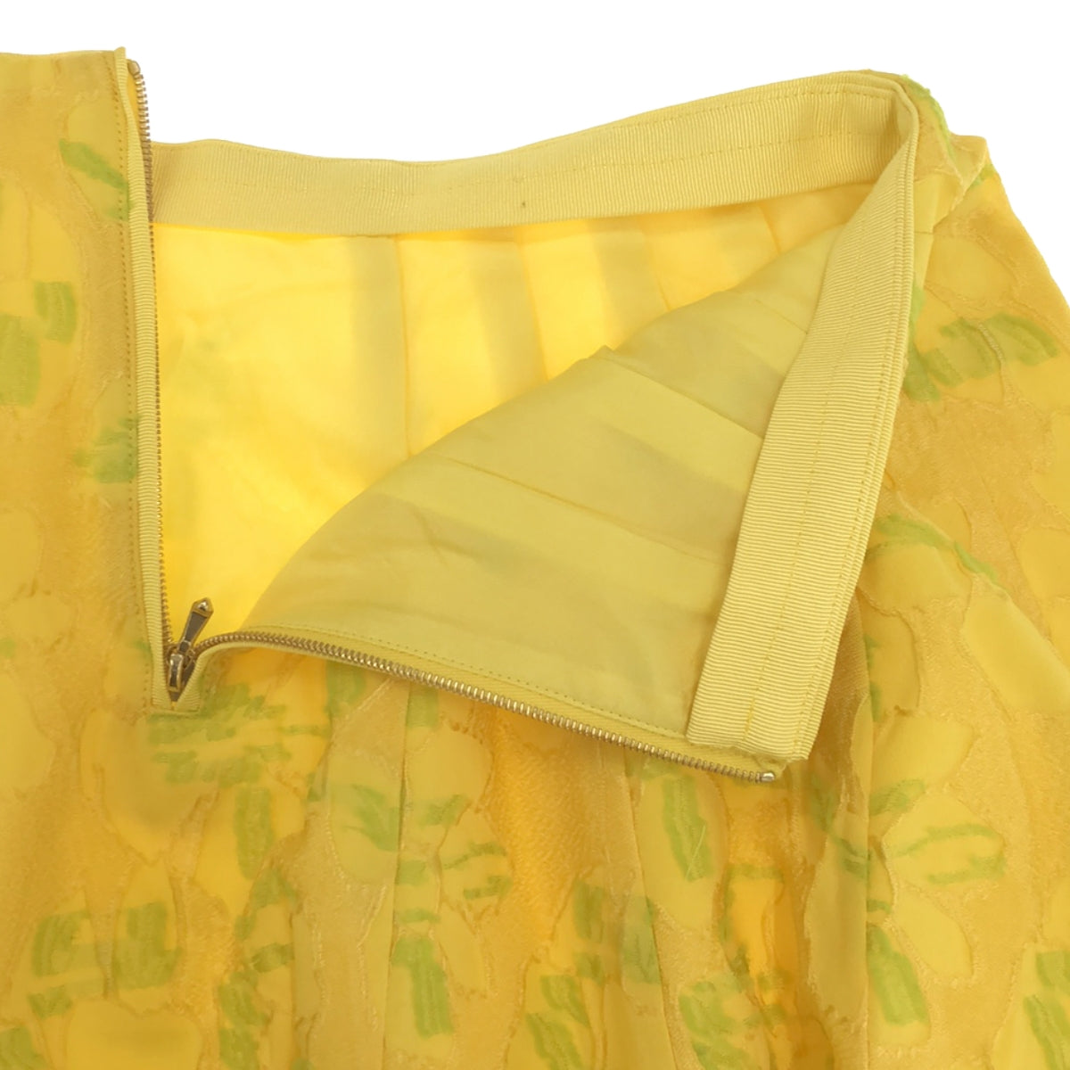 [Beautiful Condition] Drawer | SPRING Flower Jacquard Dart Flare Skirt / Fully Lined | Size 36 | Yellow | Women's