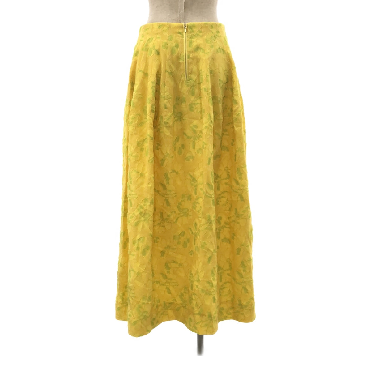 [Beautiful Condition] Drawer | SPRING Flower Jacquard Dart Flare Skirt / Fully Lined | Size 36 | Yellow | Women's